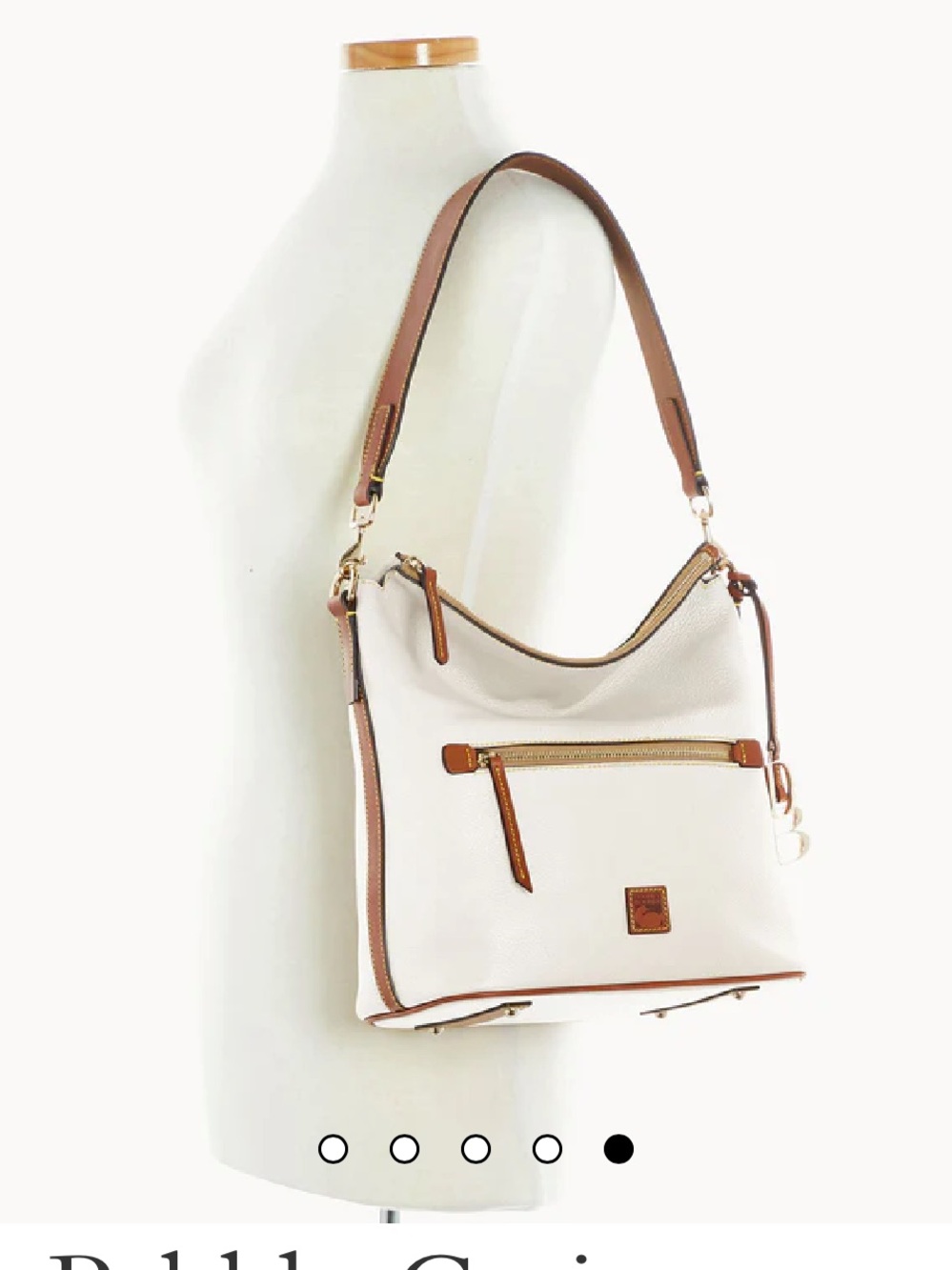 Dooney & Bourke Cream and Tan Large Pebble Grain Leather Sac Handbag